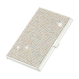 PATIKIL Small Business Card Holder, Alloy Name Card Holder Bling Pocket Card Holders Organizer Cards Display for Women Office Exhibition, Colorful