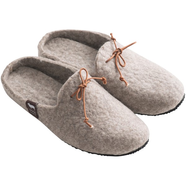 NOOS Felt Slippers, 100% Wool, Felt Slippers, String Type, Handmade, Made in Mongolia, light brown mens