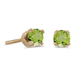 14k Yellow Gold Round Peridot Screw-back Stud Earrings