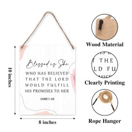 patcate Inspirational Bible Verse Scripture Wall Art Decor, Religious Christian Gifts for Women, Pink Luke 1:45 Boho Decor for Living Room Home Office (A09)