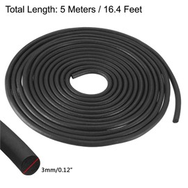 TA-VIGOR EPDM Foam Rubber Seal Weather Strip 3mm(0.12") Diameter x 5 Meters (16.4Ft) Long, Round Solid Foam Strip Rubber Weather Stripping for DIY Gasket, Foam Tubing, Crafts