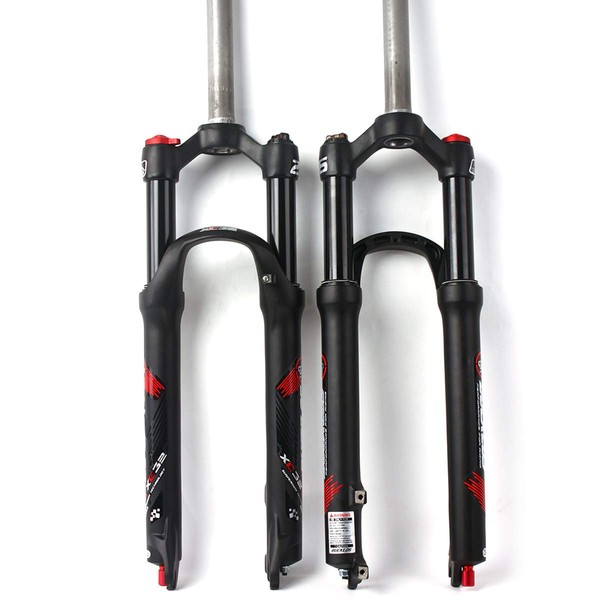 BUCKLOS Mountain Bicycle Suspension Forks, 26/27.5/29 inch MTB Bike Front Fork with Rebound Adjustment, 100mm Travel 28.6mm Threadless Steerer