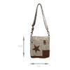 Myra Bag Leather Star Upcycled Canvas Medium Corssbody Bag M-0898
