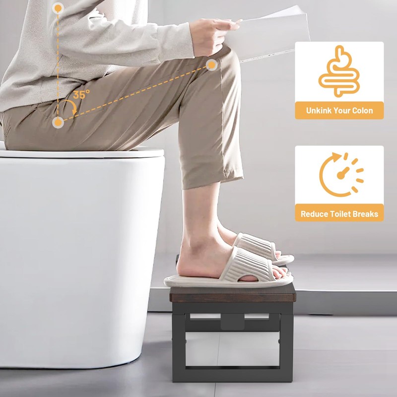 Foldable Toilet Stool, 6" and 7" Wood Poop Stool for