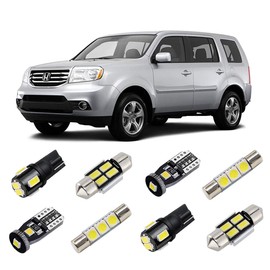 BRISHINE Kit de luces LED interiores blancas para Honda Pilot 2009, 2010, 2011, 2012, 2013, 2014, 2015, paquete de bombillas LED interiores superbrillantes de 6000 K, + luces de matrícula y