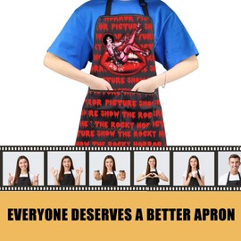 AKTAP Rocky Horror Movie Gifts Rocky Horror Picture Apron Rocky Musical Fans Gift Horror Picture Show Lips Apron with Pockets (Rocky Apron)