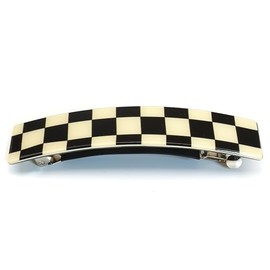 QinGoo Schwarz Schachbrett Barrette Automatische Haarspange Patentspange Haarschmuck Kopfschmuck 1stück(10.5cm*2.5cm,Black)