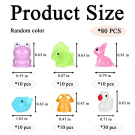 80 Pcs Mini Resin Animals, Glow in The Dark Mini Animals, Resin Animals Suitable for Decorative Garden Living Room Miniature Landscape Theme Decoration