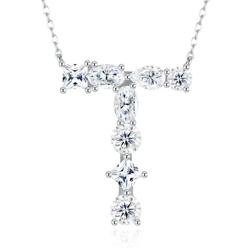 Pass Diamond Tester Letter F Multi Cut VVS Moissanite Necklace