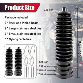 Upgrade 2PCS tie rod boot rack and pinion boot kit,Thickened Neoprene Rubber Materia,with 4 Stainless Steel Clamps & 6 Cable Ties, Universal Inner Tie Rod Boot Car Accessories