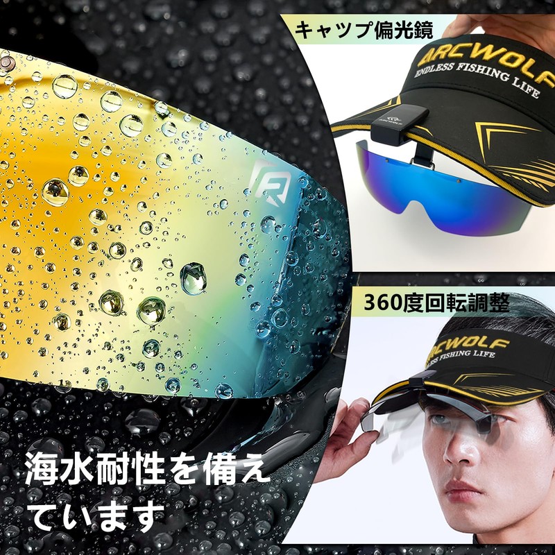 ARCWOLF Polarized Sunglasses, For Hats, Clip-on Sunglasses, Flip-up, Overglasses, Cap