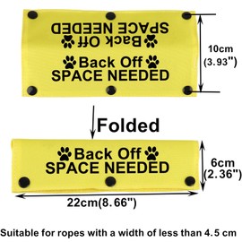 Funny Dog Leash Sleeve Back Off Space Needed Dog Leash Wrap Sleeve Alert Tag Pet Birthday Gift (Back Needed-YE Sleeve)