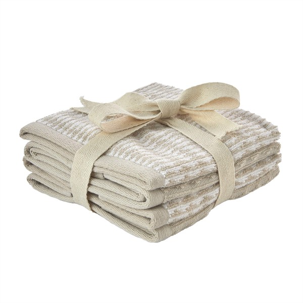 SKL Home Longborough 100% Turkish Cotton Washcloth Set, 12x12, Tan 4 Pack