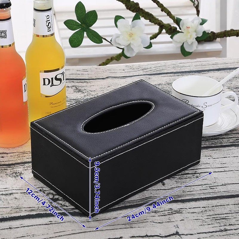 AIMALL Elegant PU Leather Tissue Box - High-End Decorative Rectangular