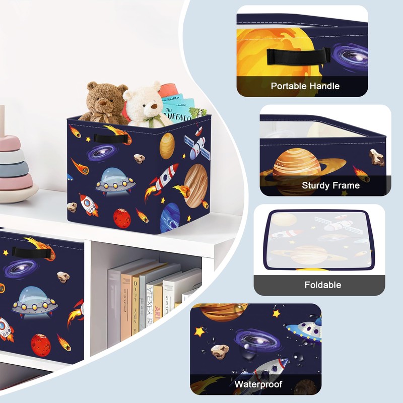Clastyle Cosmic Space Kid Storage Cube Organizer Set Planets Stars