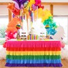 Rainbow Table Skirt Ruffle Unicorn Table Skirts for Rectangle Table