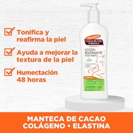 Palmer's Cocoa Butter Formula con Vitamina E + Q10 Firming Butter – Loción Reafirmante, Cuidado Esencial de la Piel Post Parto, Manteca de Karité, Col
