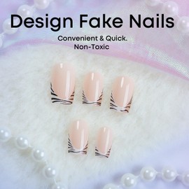RIICFDD Square Press on Nails Short Fake Nails French Tip False Nails Leopard Point Glue on Nails with Pure Color Design Stick on Nails Full Cover Reusable Acrylic Nails Glue on Nails for Women 24 Pcs