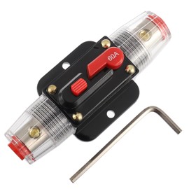 EPLZON 60A Circuit Breaker Switch 60 AMP Fuse Inline Holder 12V to 48V DC 4-12AWG Manual Reset Button for Car Audio Sound Amplifier System RV Home Marine Boat Truck