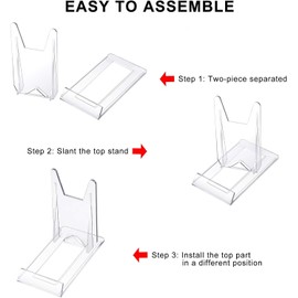 12 Pieces Acrylic Stands For Display Plastic Display Holders Picture Plate Holders Clear Mini Easels Stands to Display Pictures or Plate for Home Office Supplies Festival Party Decoration