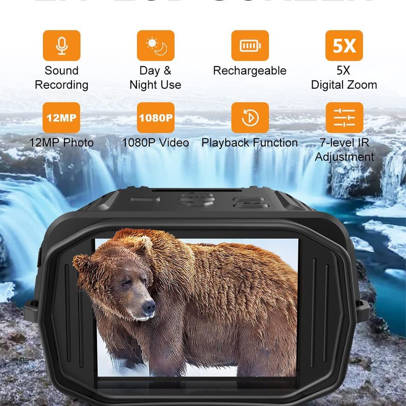 condinggen Night Vision Binoculars,1080P 5X Digital Zoom 984Ft 7-Level Adjustable