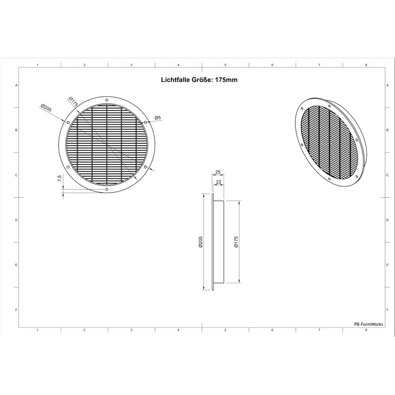 Light Trap 175 mm, Light-proof Supply Air Grille, Ventilation Grille,