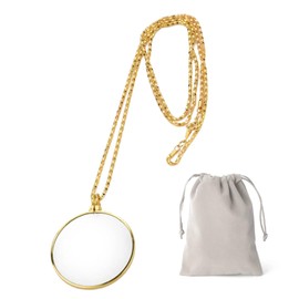 5X Magnifying Monocle, Monocle Eyeglass With a Grey bag, Magnifying Glass Necklace Classic, Easy to Carry, Style for Sewing Carving Handicrafts Watch Repair Reading Books Maps and Newspapers(Gold)