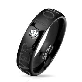 eeddoo® Women's & Men's Titanium Partner Rings with Forever Love and Crystal Engraving, Titanium, No Gemstone
