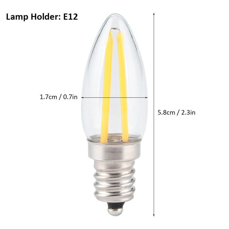 10Pcs E12 Long Filament Small LED Light Bulbs Dimmable Lamp