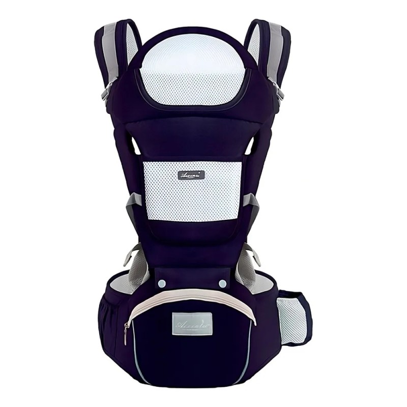 Cangurera Portabebé Raganet Mochila Multifuncional Con Asiento Bebé Color Azul