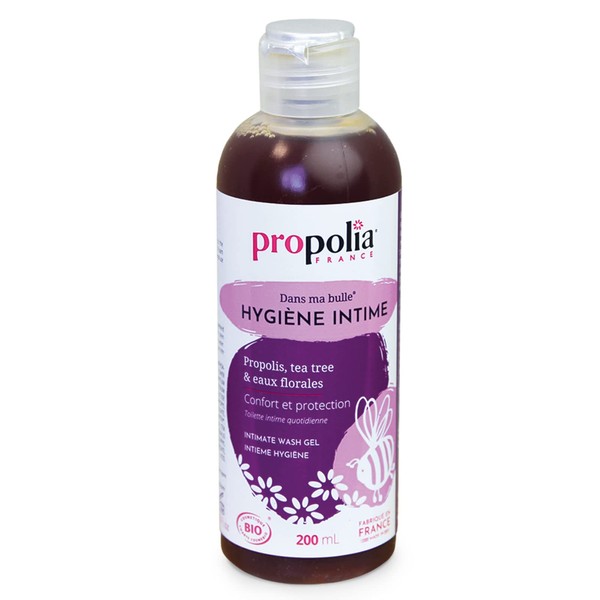 PROPOLIA - Bio - Hygiène Intime - Gel lavant Purifiant et Apaisant - Usage quotidien - Propolis, Tea Tree & 3 Eaux Florales - Adolescents & Adultes - Fabriqué en France - 200 ml