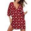 Ekouaer Womens Christmas Nightgowns V Neck Batwing Nightshirt Oversized Sleepshirts