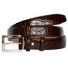 PASQUALE CUTARELLI Mens Crocodile Pattern Italian Leather Belt Brown Large