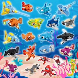 VOPOGLNE 36 Packs Marine Animals Building Blocks Toy, Party Favors for Kids, 999PCS Building Set, Classroom Prizes, Goodie Bag Stocking Stuffers, Ideal for Boys and Girls Ages 6-12+