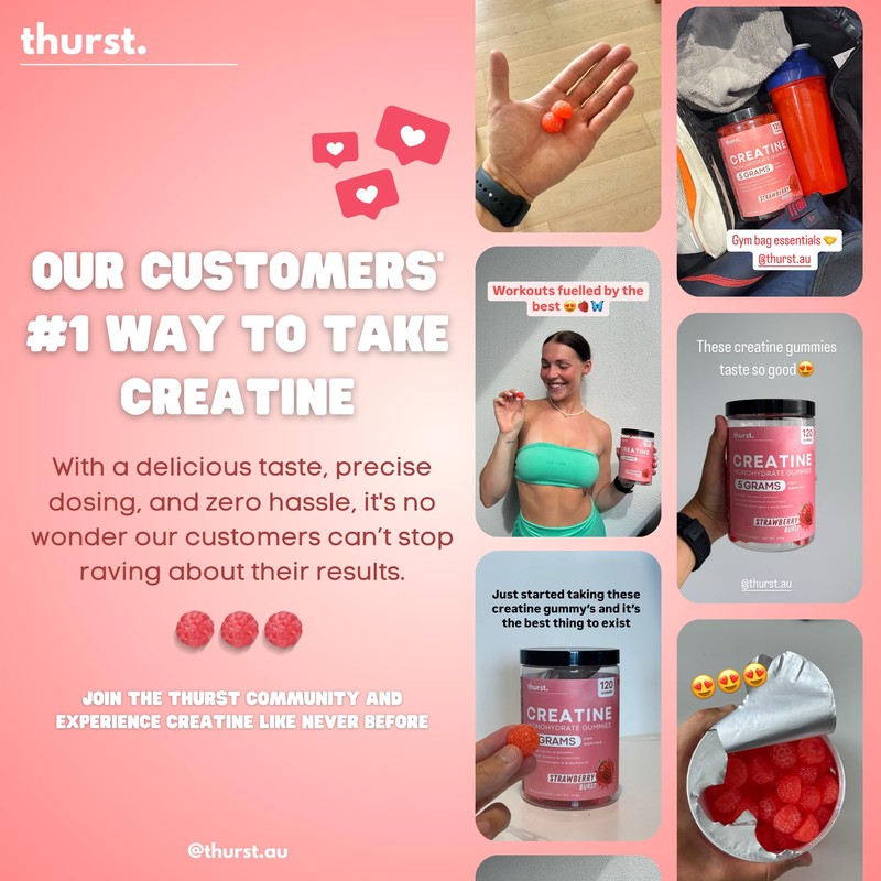 Creatine Monohydrate Gummies for Men & Women, 5g Creatine Per