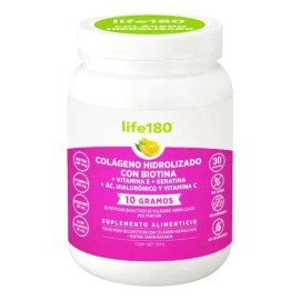 Colágeno Hidrolizado Biotina Vitamina E Keratina Life180 en Polvo de 30 Porciones Sin Sabor                                                           