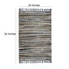 COTTON CRAFT Liverpool Handwoven Reversible Leather Chindi Area Rug, 3'