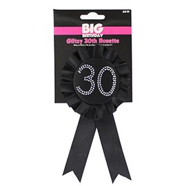Alandra Birthdays BADGE-30-B-BIRTH 30 Diamante Rosette, Black
