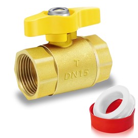 1/2 Gas Valve, Gas Ball Valve with 1/2'' FIP x 1/2'' FIP Thread, Brass Gas Shut-off Valve 1/4-Turn Handle, Natural Gas Valve, for Boilers, Water Heaters, Furnaces, Fireplaces, and Gas Stoves