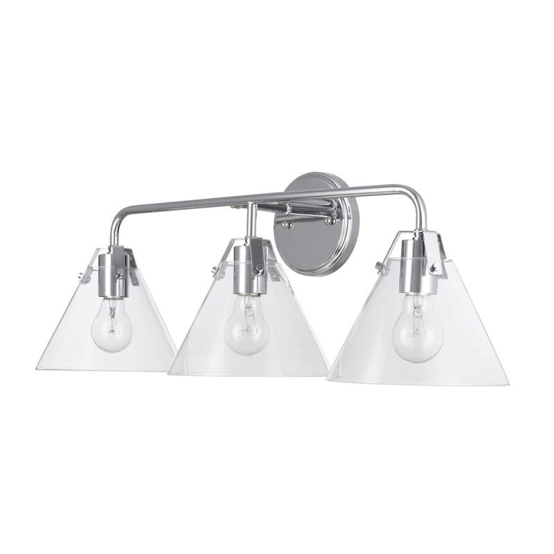 Catalina Lighting 24004-000 Modern 3-Light Drum-Shade Vanity Light, 27", Chrome