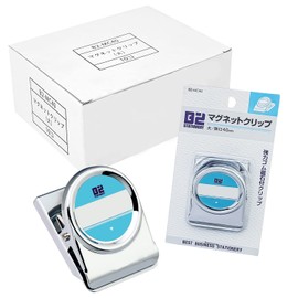 Nikken Stationery B2-MC40-10 Magnetic Clip, Large, 1.6 inches (40 mm) Wide, Strong, 10 Pieces, Silver