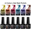 MEET ACROSS Gel Nail Polish Set, 6 Colors Cat Eye