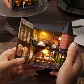 CUTEROOM Miniature House Kit, Wooden Dollhouse Kit, DIY Miniatures Dollhouse Kit, DIY Dollhouse Kit Crafts for Adults, Mini Model Kits with LED, Birthday and Valentine's Day Gift for Girls（D016