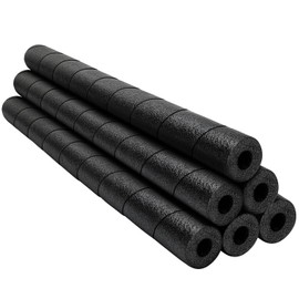 Kathfly 6 Pack 25 Inches Pipe Insulation Foam Tube Pipe Covers Wrap Pool Noodles Garage Pole Padding No Adhesive for Bumper Outdoor Basement Pole Protector(Black)