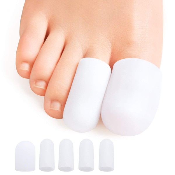 Sumifun Toe Covers, 10 PCS Gel Toe Tubes for Blisters, Silicone Toe Cushion for Bunions, Corns, Overlapping Toes Pain Relief, Callus for Running Walking (2 Sizes)