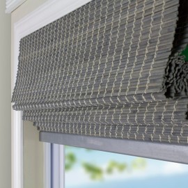 ARLO BLINDS Semi-Sheer Bamboo Roman Shades with Valance - Grey-Brown, 20" W x 60" H - Light Filtering Cordless Blinds for Interior Windows - Real Natural Bamboo Material - Mounting Hardware Included