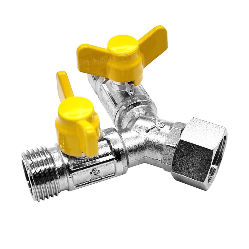 BesNPT G1/2" Female x Male x Male Y-Shape 3-Way Shut-Off