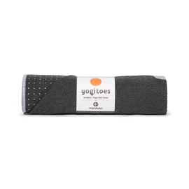 Manduka Yogitoes Yoga Towel for Mat, Non-Slip and Quick Dry for Hot Yoga with Rubber Bottom Grip Dots,Thin and Lightweight, 71 Inches, Grey