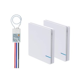 SuperInk 1-Gang Wireless Light Switch Receiver Kit, Outdoor 1600 ft Indoors 130 ft Remote Control Ceiling Lamp LED Bulb Fan, IP66 Waterproof (2 Switches, 1 Receiver)