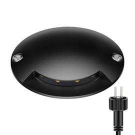 ledscom.de Bunda LED Floor Light, Path Marking for Outdoor Use, IP67, Black, Round, 70 mm Diameter, Warm White